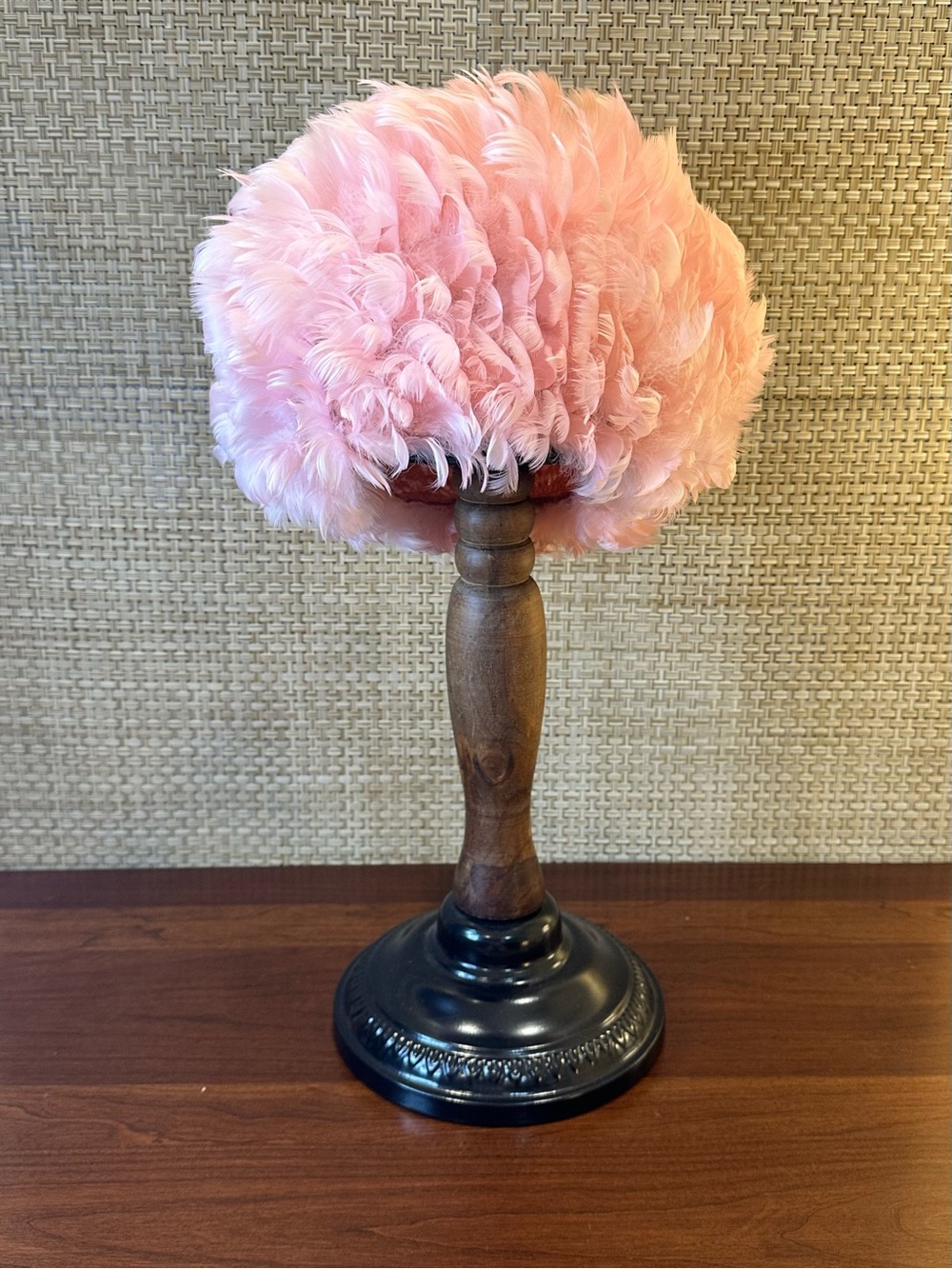 VTG 1950s-60s Rare Pink Marabou Feather Bubble Wig Hat Made in Yugoslavia